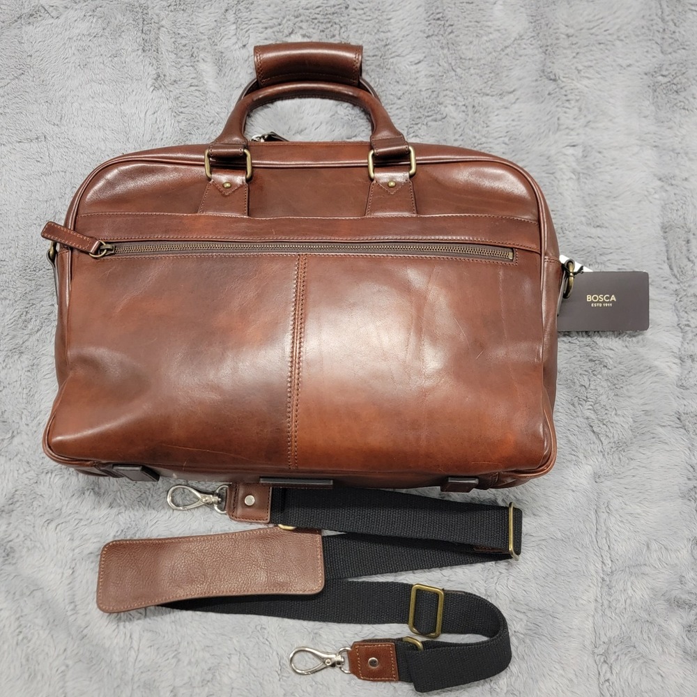 Bosca Dolce Italia Single Gusset Stringer Bag Mens Dark Brown Leather Crossbody